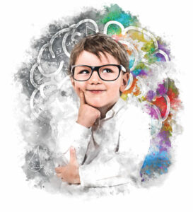Applied Behavioral Analysis Therapy - Boy with glasses thinking