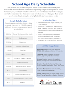 Daily Schedule for school-aged kids