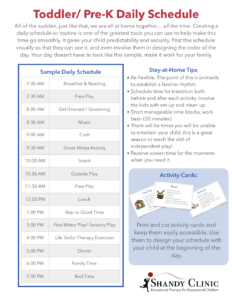 Daily schedule for toddler & pre-k kids